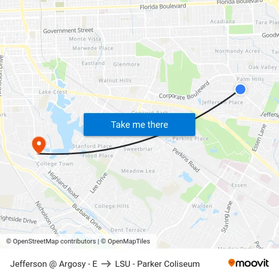 Jefferson @ Argosy - E to LSU - Parker Coliseum map