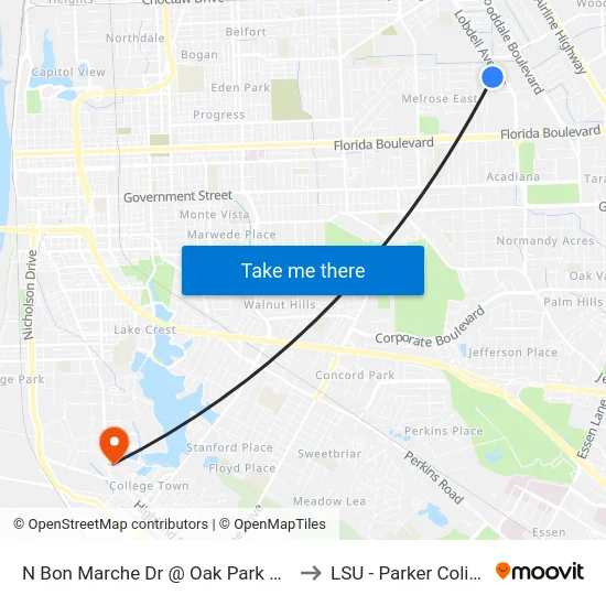 N Bon Marche Dr @ Oak Park Plaza - S to LSU - Parker Coliseum map