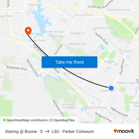 Staring @ Boone - S to LSU - Parker Coliseum map