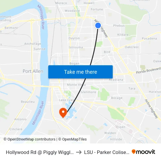 Hollywood Rd @ Piggly Wiggly - E to LSU - Parker Coliseum map