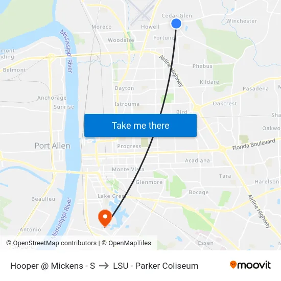 Hooper @ Mickens - S to LSU - Parker Coliseum map
