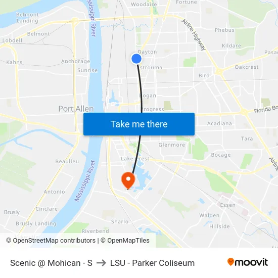 Scenic @ Mohican - S to LSU - Parker Coliseum map