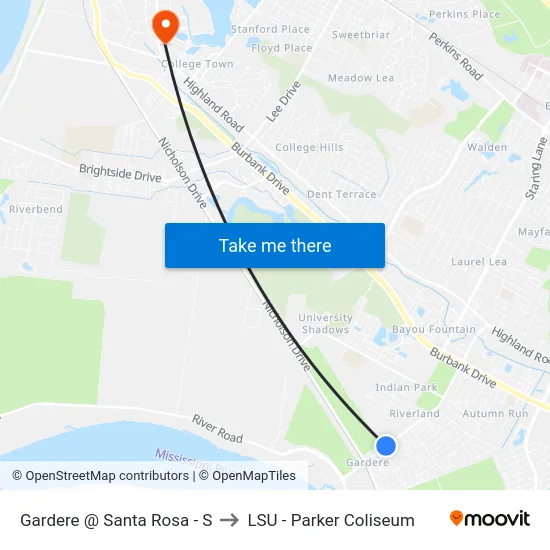 Gardere @ Santa Rosa - S to LSU - Parker Coliseum map