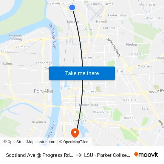 Scotland Ave @ Progress Rd - S to LSU - Parker Coliseum map