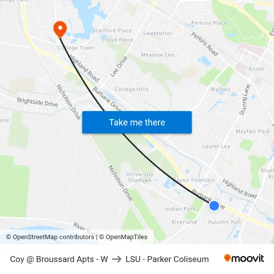 Coy @ Broussard Apts - W to LSU - Parker Coliseum map