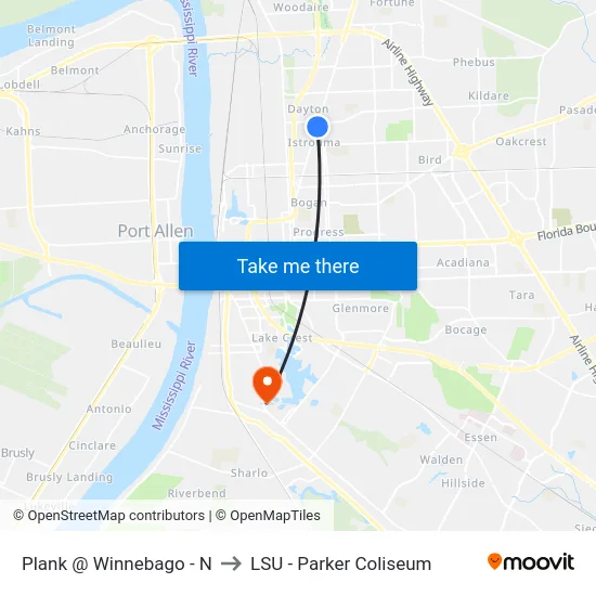 Plank @ Winnebago - N to LSU - Parker Coliseum map