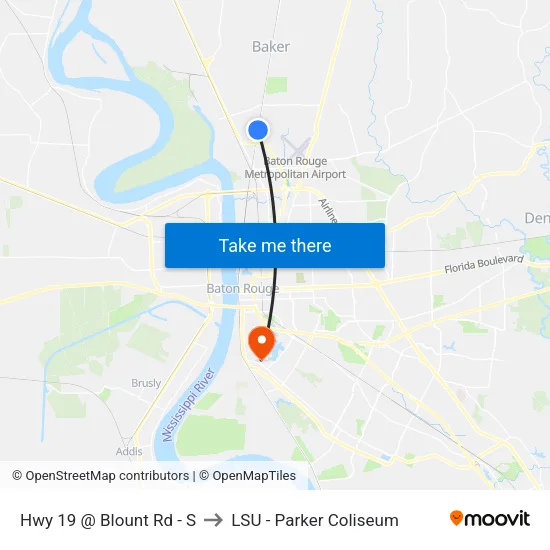 Hwy 19 @ Blount Rd - S to LSU - Parker Coliseum map