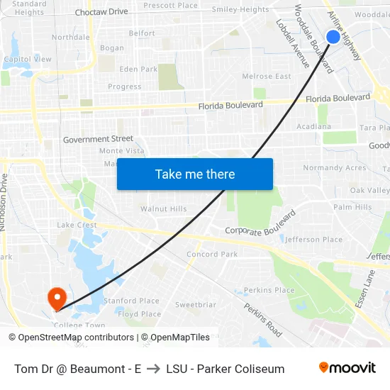 Tom Dr @ Beaumont - E to LSU - Parker Coliseum map