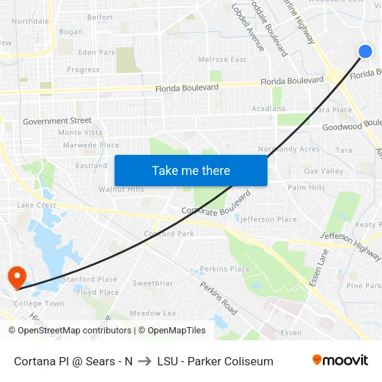 Cortana Pl @ Sears - N to LSU - Parker Coliseum map