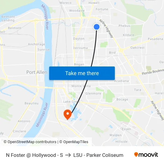 N Foster @ Hollywood - S to LSU - Parker Coliseum map