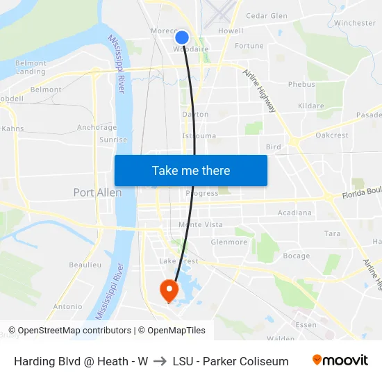 Harding Blvd @ Heath - W to LSU - Parker Coliseum map