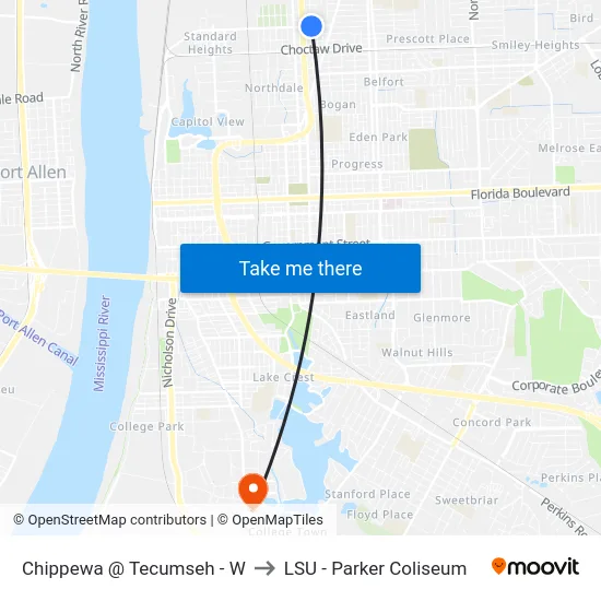 Chippewa @ Tecumseh - W to LSU - Parker Coliseum map