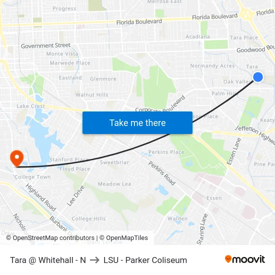 Tara @ Whitehall - N to LSU - Parker Coliseum map