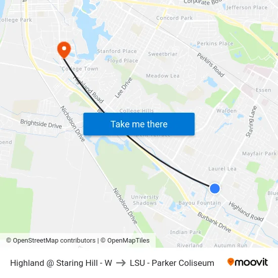 Highland @ Staring Hill - W to LSU - Parker Coliseum map