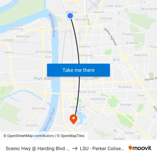 Scenic Hwy @ Harding Blvd - N to LSU - Parker Coliseum map