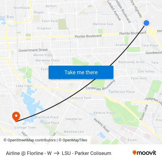 Airline @ Florline - W to LSU - Parker Coliseum map