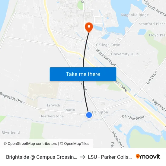 Brightside @ Campus Crossing - W to LSU - Parker Coliseum map