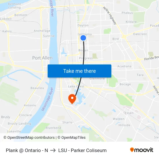 Plank @ Ontario - N to LSU - Parker Coliseum map