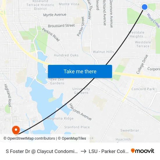 S Foster Dr @ Claycut Condominiums - S to LSU - Parker Coliseum map