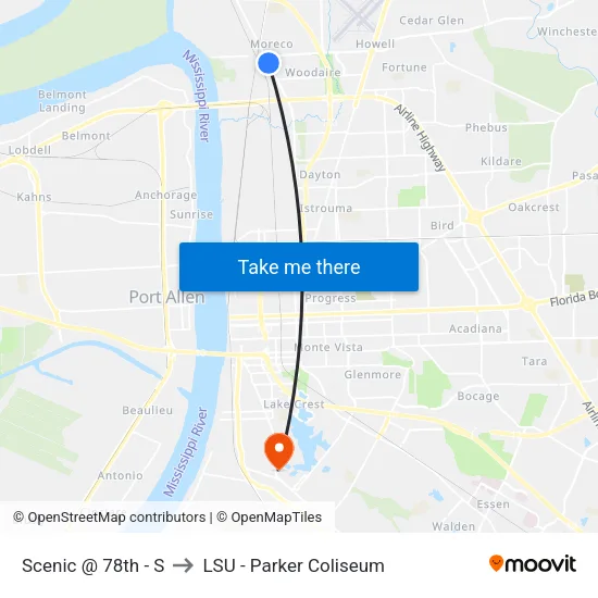 Scenic @ 78th - S to LSU - Parker Coliseum map