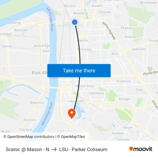 Scenic @ Mason - N to LSU - Parker Coliseum map