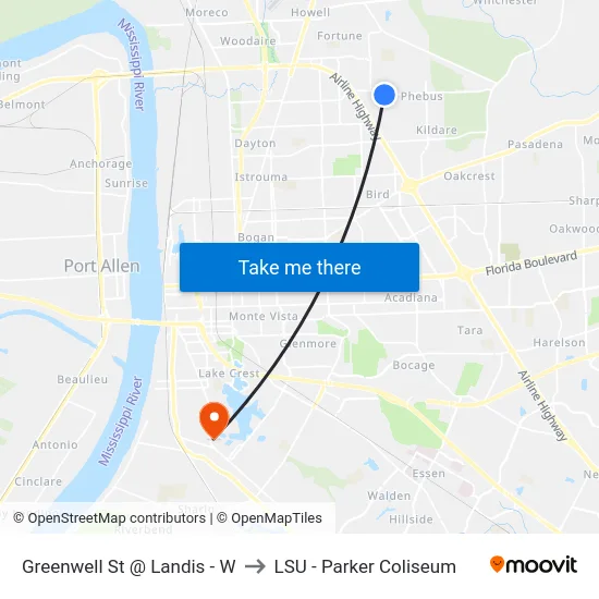 Greenwell St @ Landis - W to LSU - Parker Coliseum map