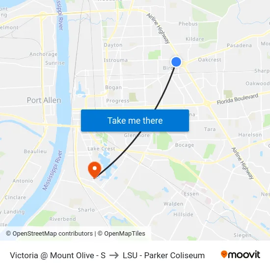 Victoria @ Mount Olive - S to LSU - Parker Coliseum map