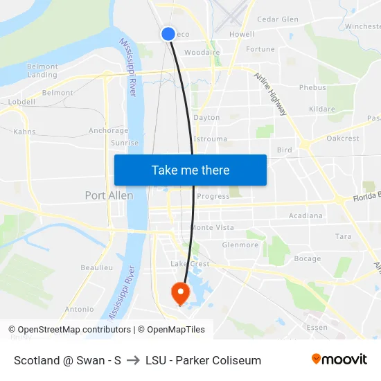Scotland @ Swan - S to LSU - Parker Coliseum map