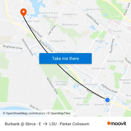 Burbank @ Sbrca - E to LSU - Parker Coliseum map