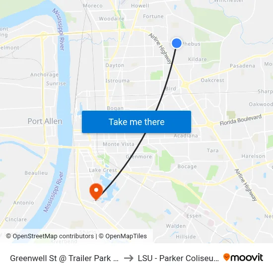 Greenwell St @ Trailer Park - E to LSU - Parker Coliseum map