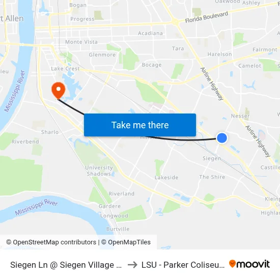 Siegen Ln @ Siegen Village - S to LSU - Parker Coliseum map