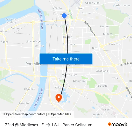 72nd @ Middlesex - E to LSU - Parker Coliseum map