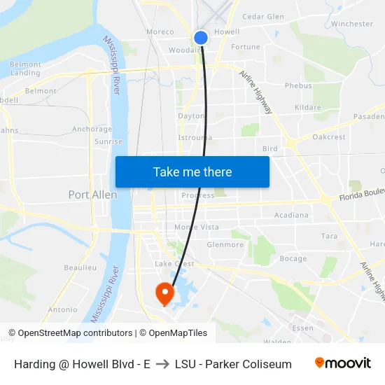 Harding @ Howell Blvd - E to LSU - Parker Coliseum map
