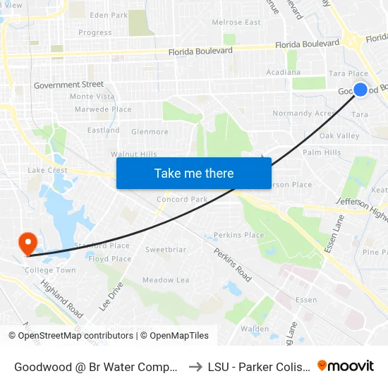 Goodwood @ Br Water Company - N to LSU - Parker Coliseum map