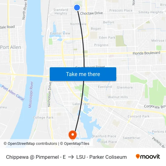 Chippewa @ Pimpernel - E to LSU - Parker Coliseum map