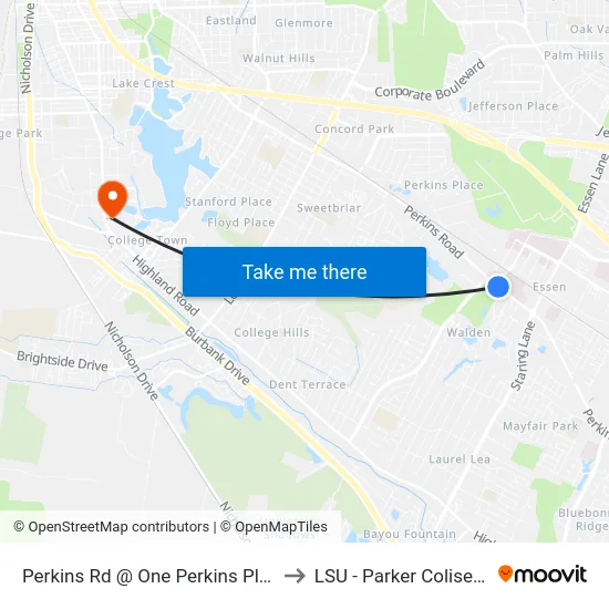 Perkins Rd @ One Perkins Pl - W to LSU - Parker Coliseum map