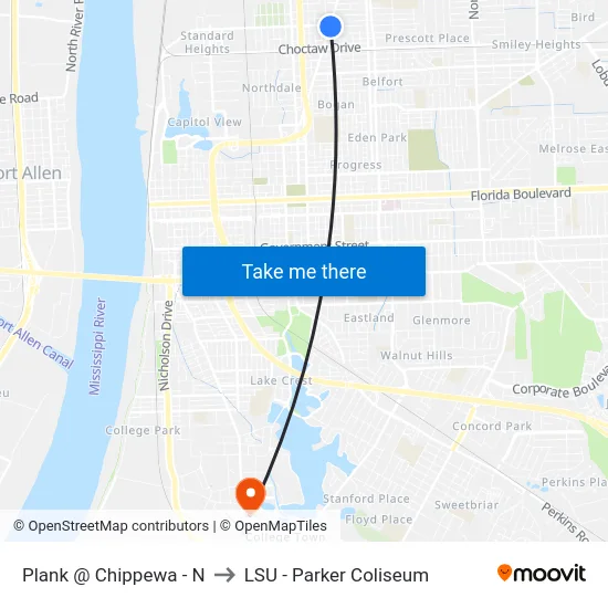 Plank @ Chippewa - N to LSU - Parker Coliseum map