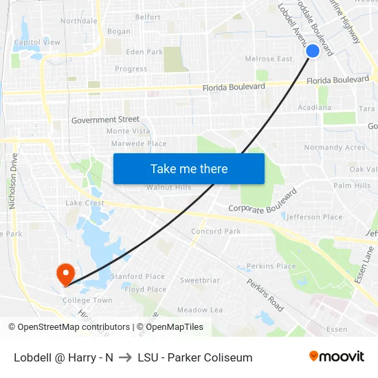 Lobdell @ Harry - N to LSU - Parker Coliseum map