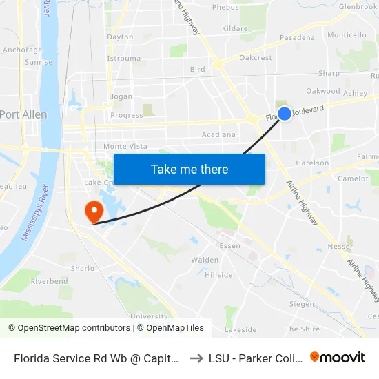 Florida Service Rd Wb @ Capital One - E to LSU - Parker Coliseum map