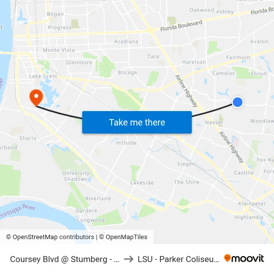 Coursey Blvd @ Stumberg - W to LSU - Parker Coliseum map