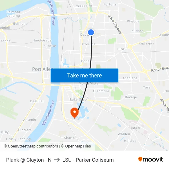 Plank @ Clayton - N to LSU - Parker Coliseum map