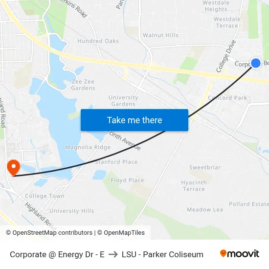 Corporate @ Energy Dr - E to LSU - Parker Coliseum map
