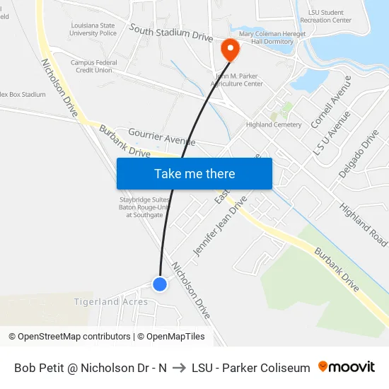 Bob Petit @ Nicholson Dr - N to LSU - Parker Coliseum map