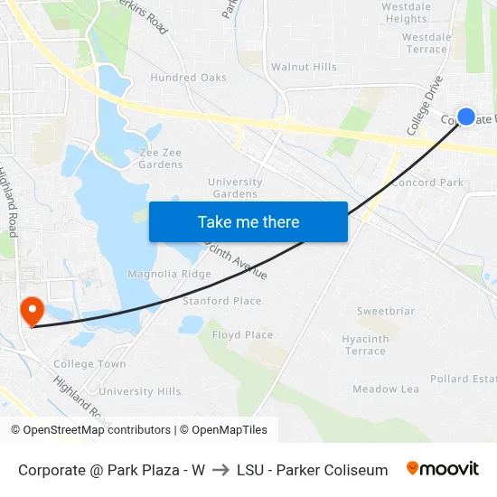 Corporate @ Park Plaza - W to LSU - Parker Coliseum map