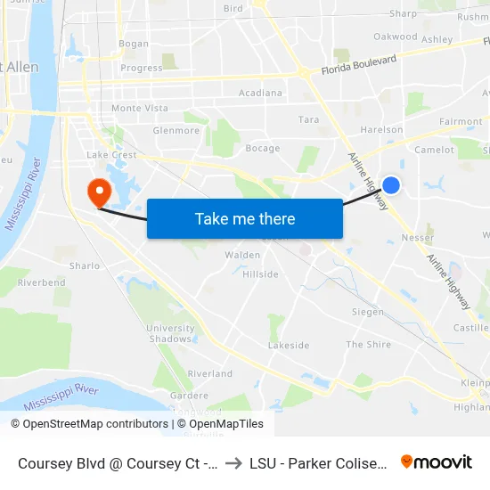Coursey Blvd @ Coursey Ct - W to LSU - Parker Coliseum map