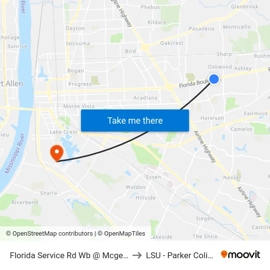 Florida Service Rd Wb @ Mcgehee - E to LSU - Parker Coliseum map