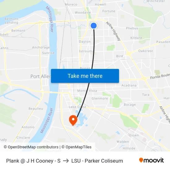 Plank @ J H Cooney - S to LSU - Parker Coliseum map