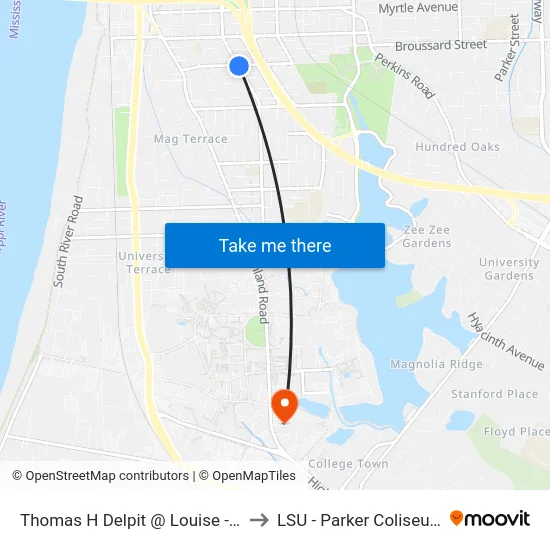 Thomas H Delpit @ Louise - N to LSU - Parker Coliseum map