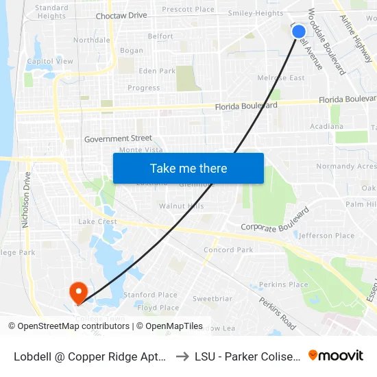 Lobdell @ Copper Ridge Apts - S to LSU - Parker Coliseum map