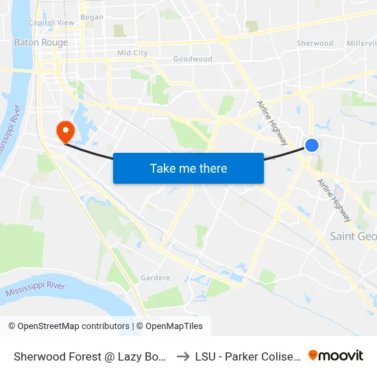 Sherwood Forest @ Lazy Boy - N to LSU - Parker Coliseum map